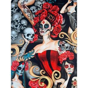 Fabric -OOP Alexander Henry 2017 Las Elegantes Day of the Dead Pin Up Zombie BTY